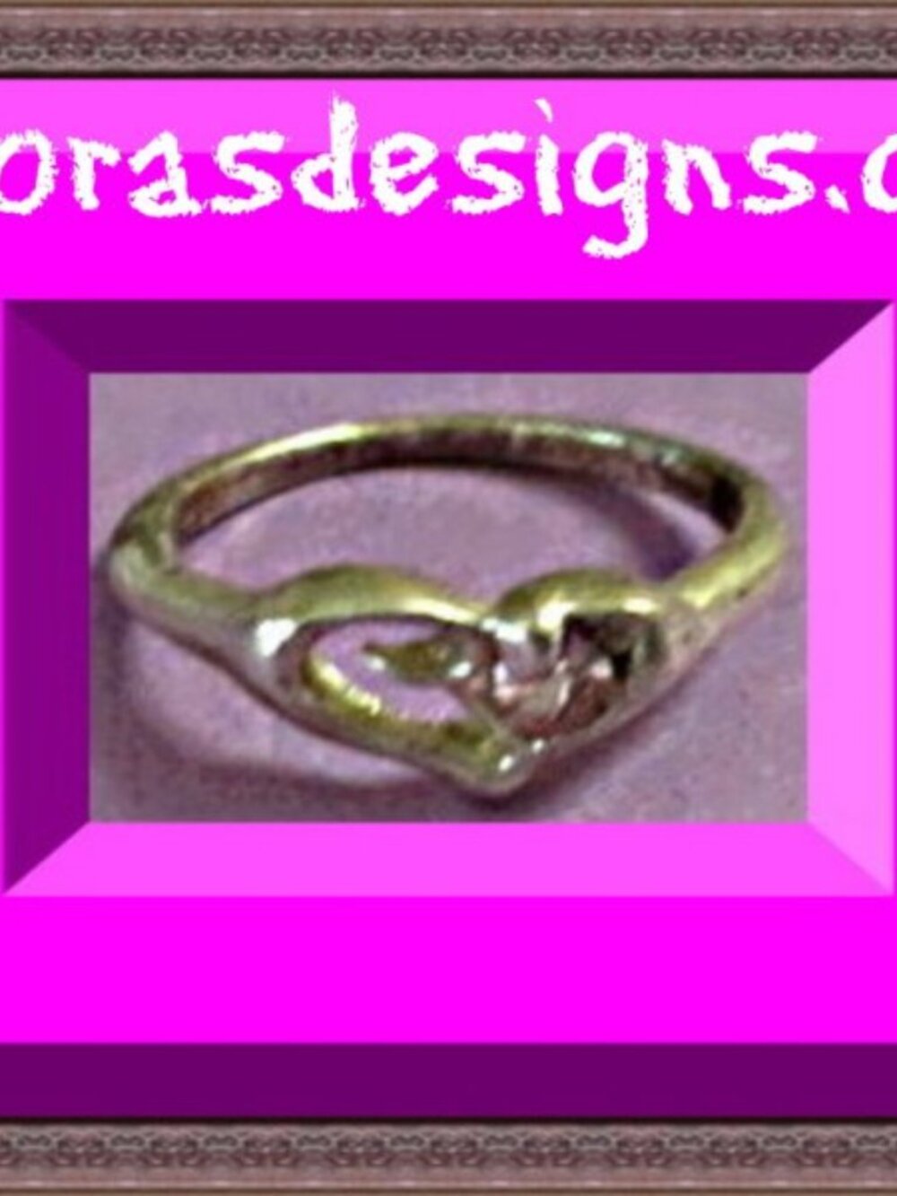 Vintage Theme Silver Tone Heart Design Ring Size 6.5 With Pink Crystal